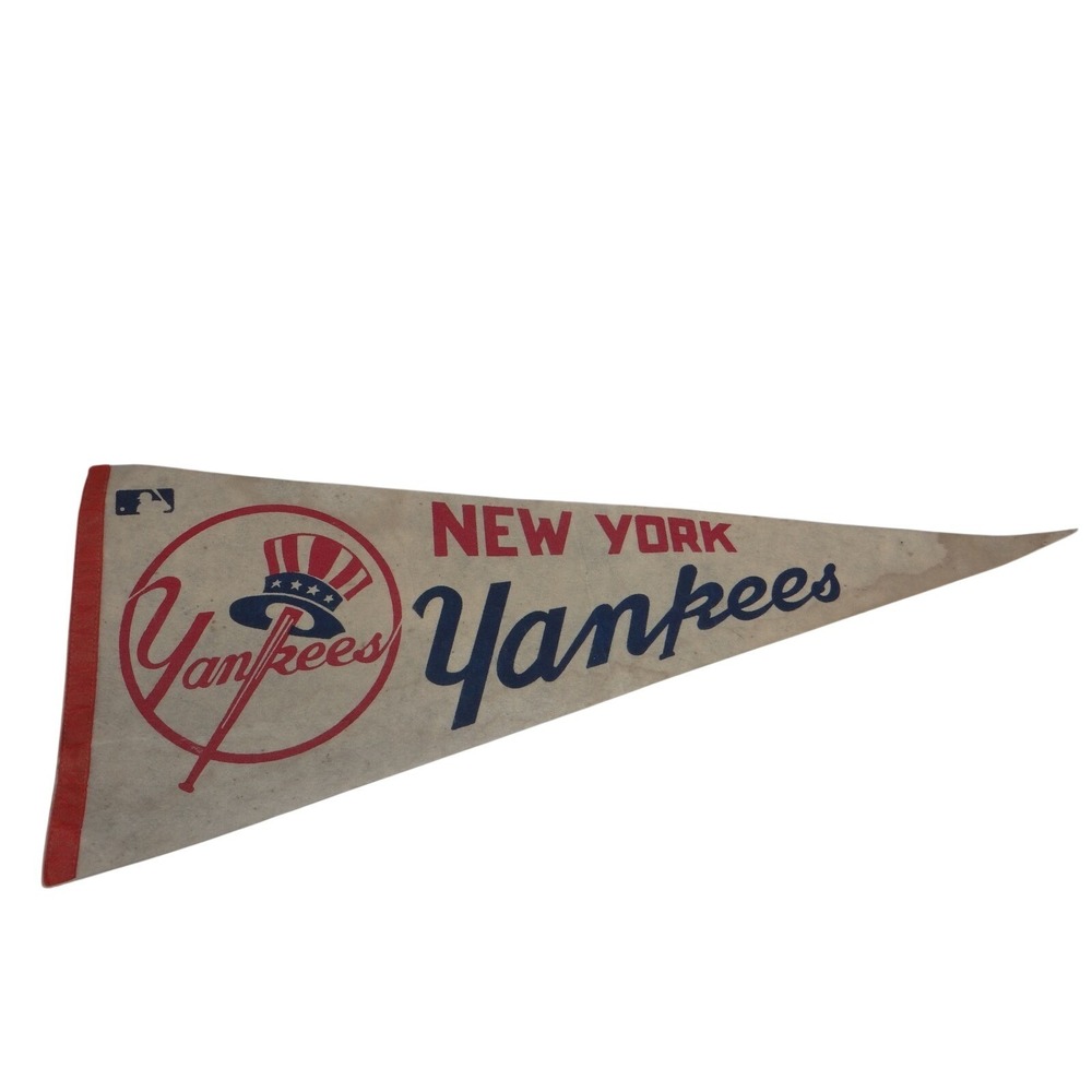Vintage New York Yankees Pennant MLB Baseball Top Hat Logo Felt Flag